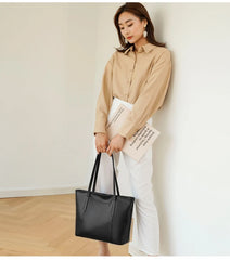 Tote Bag Women's Split Leather Winter Office Lady Large Fashion