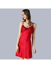 Silk Nightgown Feminine Lace Suspenders Skin-friendly High-End