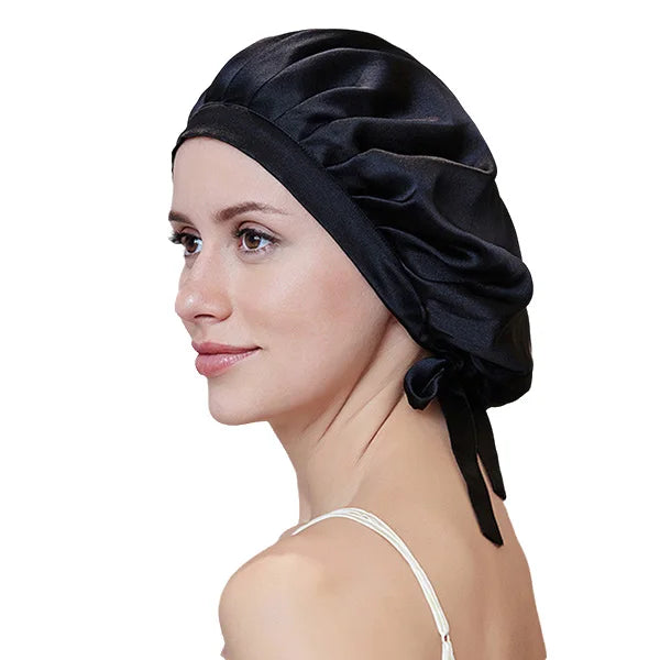 Silk Bonnets Sleep Cap Night Hat with Adjustable Ribbons Hair