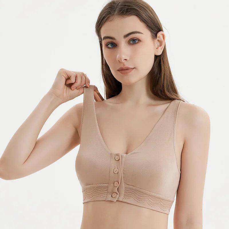 Silk Bra - Cup Front Closure Natural Silk Lining Wire Free - LANI SILK 