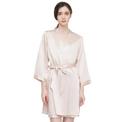 100% Real Silk Sleepwear – Elegant V-Neck Robe & Sexy Nightdress Set