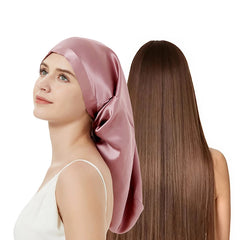 Silk Bonnets Hair Cap Long with Elastic Tie Adjustable