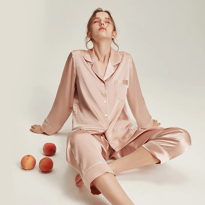 Silk Pajamas - Long Sleeve Simple & Elegant Homewear