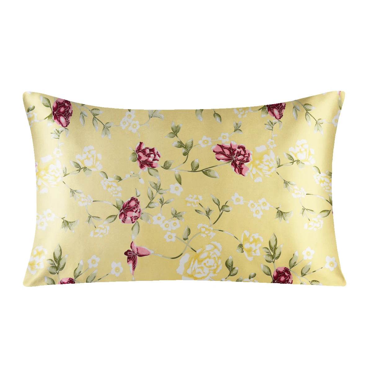 Silk Pillowcases - Floral Print Zipper Closure Standard Size - LANI SILK 