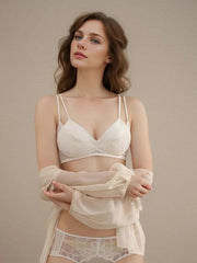 Silk Bra - Lace Wire Free Thin Padded Cozy - LANI SILK 