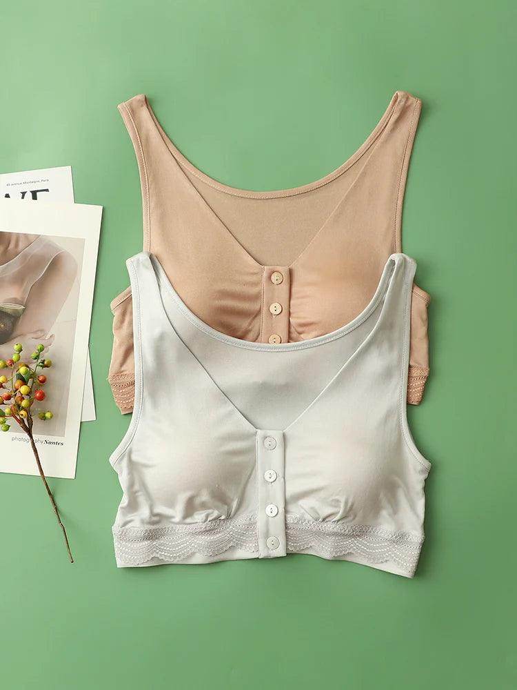 Silk Bra - Cup Front Closure Natural Silk Lining Wire Free - LANI SILK 
