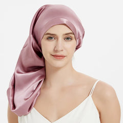 Silk Bonnets Hair Cap Long with Elastic Tie Adjustable