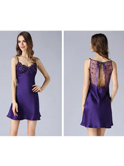 Silk Nightgown Feminine Lace Suspenders Skin-friendly High-End