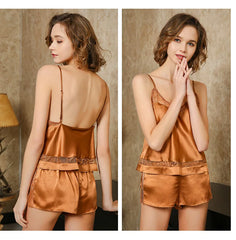 Silk Camisole Sets - Spaghetti Strap Sleepwear for Women