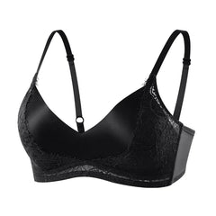 Silk Bra Wire-Free Lace Padded Cozy Intimates Black & White 2025