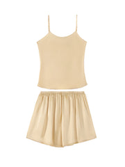 Silk Camisole Sets and Shorts Sleeveless Chic Summer Solid Camisoles