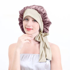 Silk Bonnets 100% Pure Large Sleeping Cap Care with Elastic Tie Curly