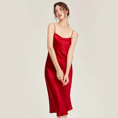 Silk Nightgown - Elegant O Neck Simple & Sexy Sling 2025