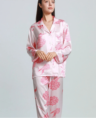 Silk Pajamas Printed Female Summer Long-sleeved Home Suit