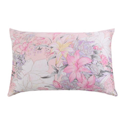 Silk Pillowcases - Floral Print Zipper Closure Standard Size