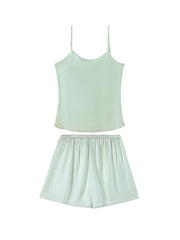 Silk Camisole Sets and Shorts Sleeveless Chic Summer Solid Camisoles