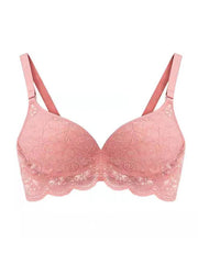 Silk Lace Bra Push-Up 100% Natural Silk Wire-Free Thin Padding White & Pink