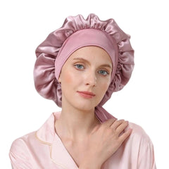 Silk Bonnets 100% Pure Large Sleeping Cap Care with Elastic Tie Curly