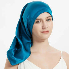 Silk Bonnets Hair Cap Long with Elastic Tie Adjustable