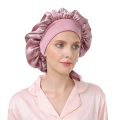 Silk Bonnets 100% Pure Large Sleeping Cap Care with Elastic Tie Curly