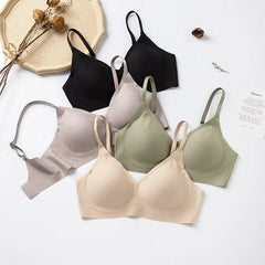 Silk Bra 3/4 Cup Seamless Wire-Free Thin Padding Natural Silk Lining