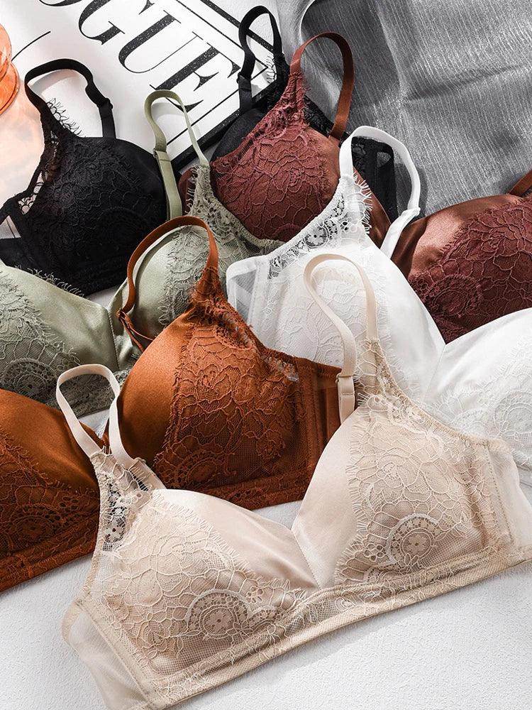 Silk Bra - Wire Free Lace Padded Intimates - LANI SILK 