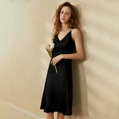 Silk Nightgown - Sexy Spaghetti Straps Elegant V Neck