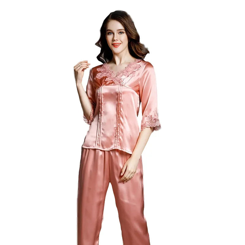 Silk Pajamas - V Neck Long Sleeve Elegant & Comfortable Loungewear