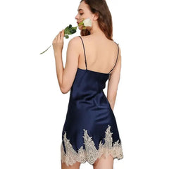 Silk Nightgown - Lace Backless Sling Sleep Dress