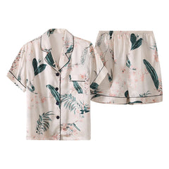 Silk Pajamas - Floral Print Long Sleeve Two Piece Sleepwear 2025