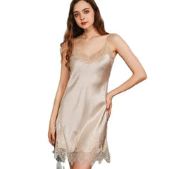 Silk Nightgown - Lace Backless Sling Sleep Dress