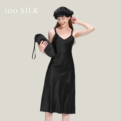 Silk Nightgown - Elegant Casual Suspender Sleepwear Breathable