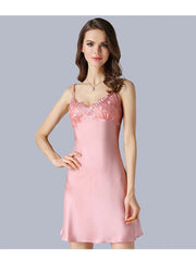 Silk Nightgown Feminine Lace Suspenders Skin-friendly High-End