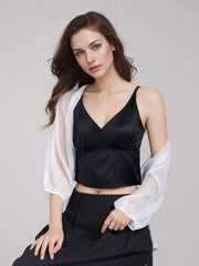 Silk Bra Wire-Free Thin Padded Camisoles Black & White