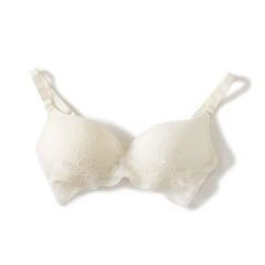 Silk Lace Bra Push-Up 100% Natural Silk Wire-Free Thin Padding White & Pink