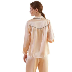 Silk Pajamas - Ruched Sleeves Elegant Casual Loungewear