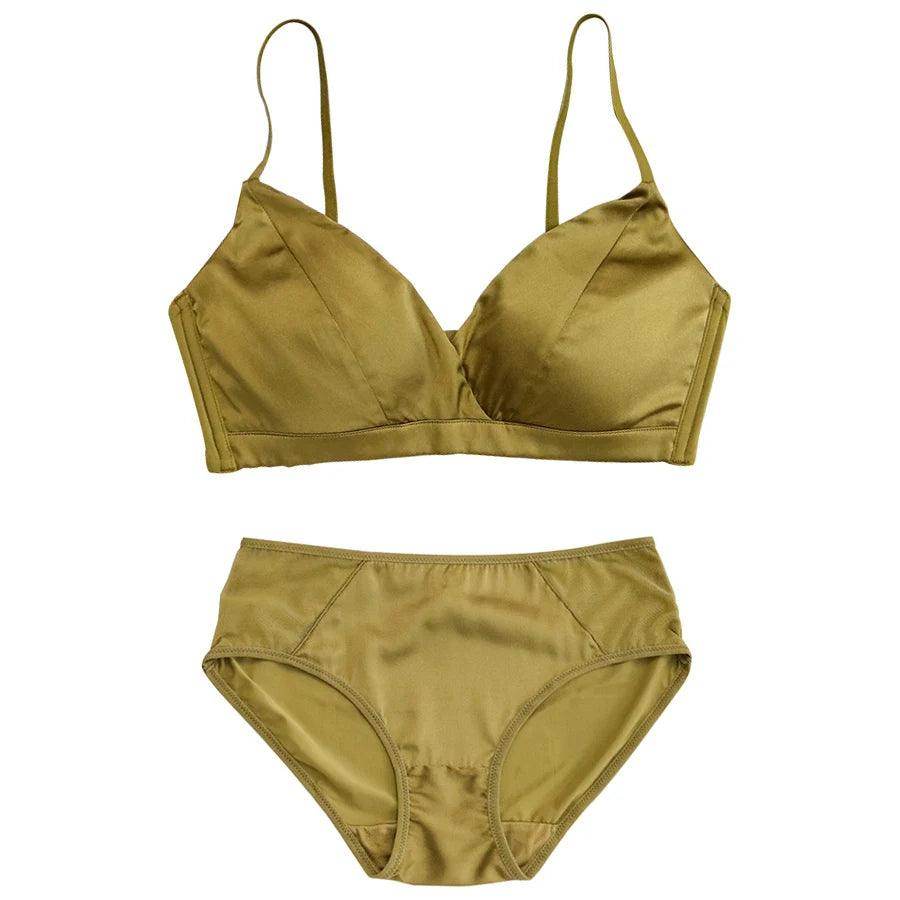 Silk Bra & Panty Sets - Wire Free Thin Mold Cup Cozy Intimates - LANI SILK 