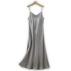 Silk Dress Elegant Women Strap Solid Color Simplicity