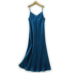 Silk Dress Elegant Women Strap Solid Color Simplicity