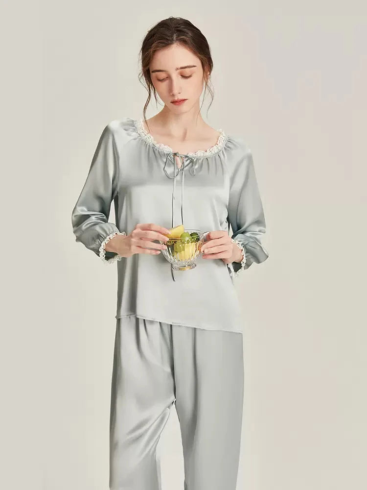 Silk Pajamas - Round Neck Soft & Comfortable Loungewear