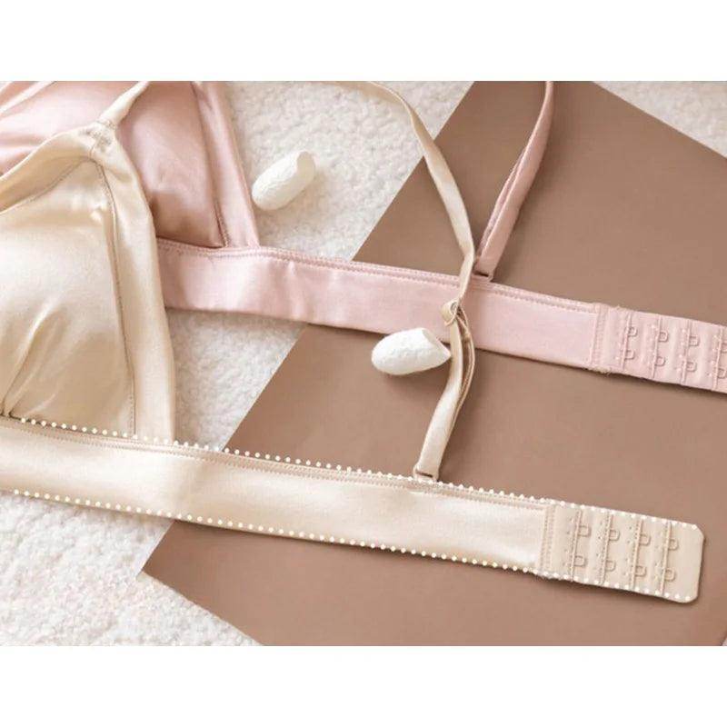Silk Bra Wireless Underwire Sleep Padded Triangle V Neck Everyday - LANI SILK 