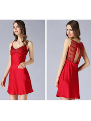 Silk Nightgown Feminine Lace Suspenders Skin-friendly High-End