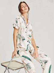 Silk Pajamas - Floral Print Long Sleeve Two Piece Sleepwear 2025 - LANI SILK 