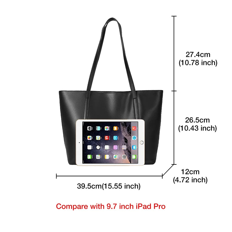 Tote Bag Women's Split Leather Winter Office Lady Large Fashion