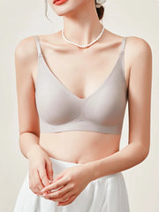 Silk Bra 3/4 Cup Seamless Wire-Free Thin Padding Natural Silk Lining