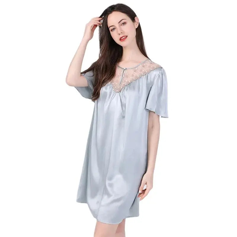 Silk Nightgown - Elegant Fashion Spring for Women 