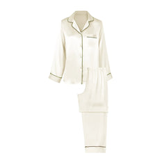 Silk Pajamas - Solid Long Sleeve Comfortable Loungewear