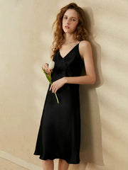 Silk Nightgown - Sexy Spaghetti Straps Elegant V Neck