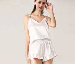 Silk Pajamas - Elegant Ruffle Design Sleepwear 2025 Summer