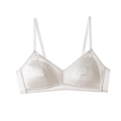 Silk Bra Set Thin Mold Cup Wire-Free Underwear White & Black